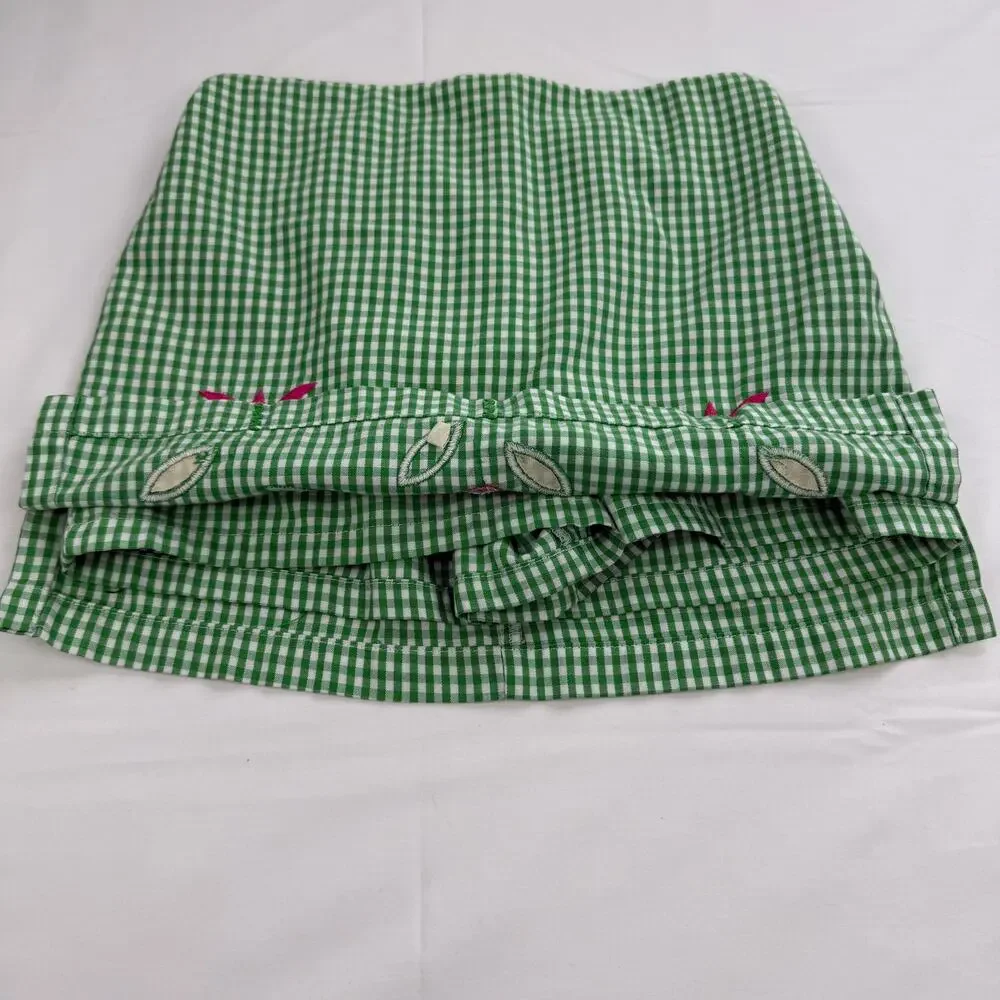 Kelly's Kids Girls Gingham Tulip Skirt Skort Size 5 6 Green Cottagecore Spring